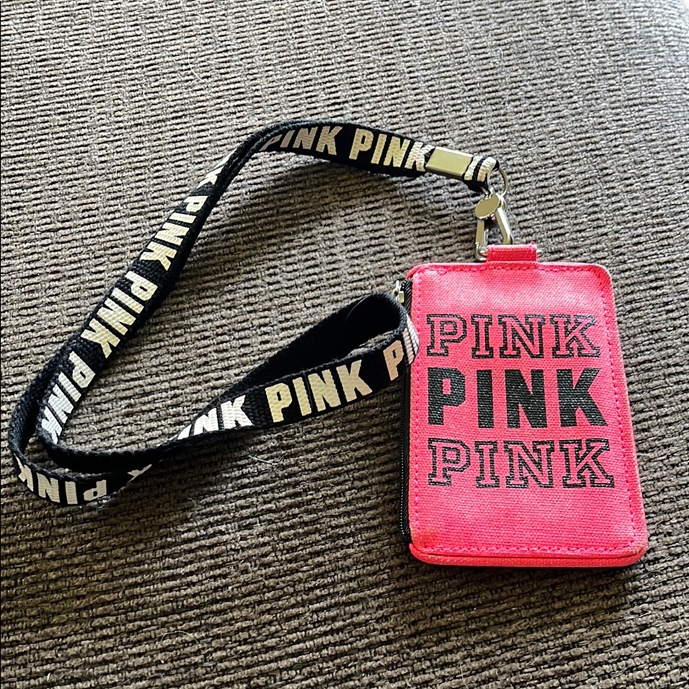 PINK Victoria's Secret Key & Card Holder Lanyard